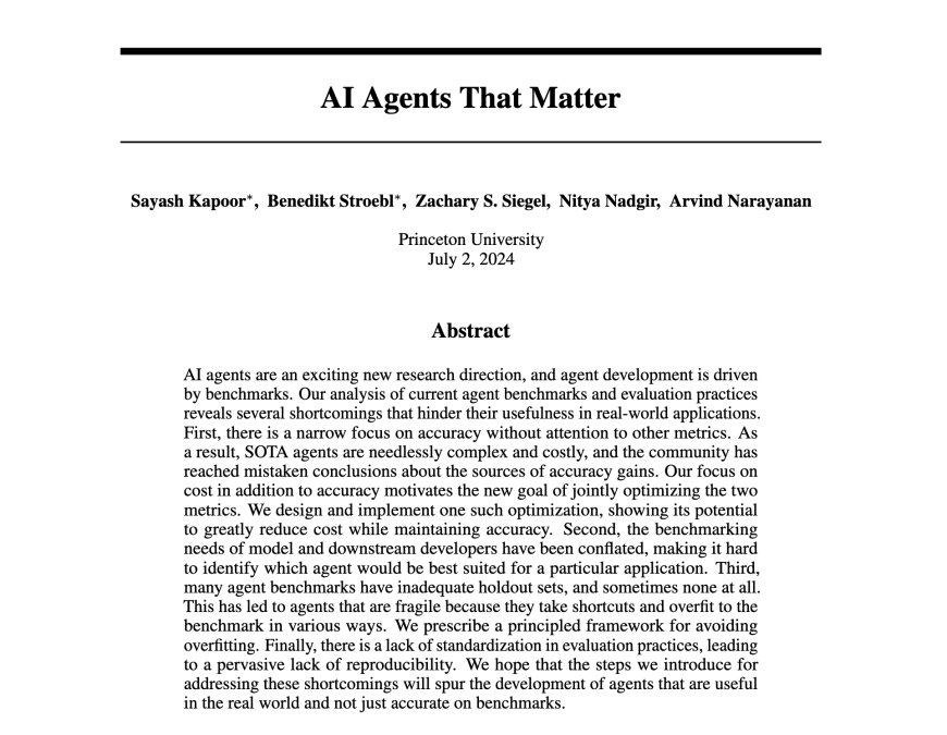 New paper: AI agents that matter