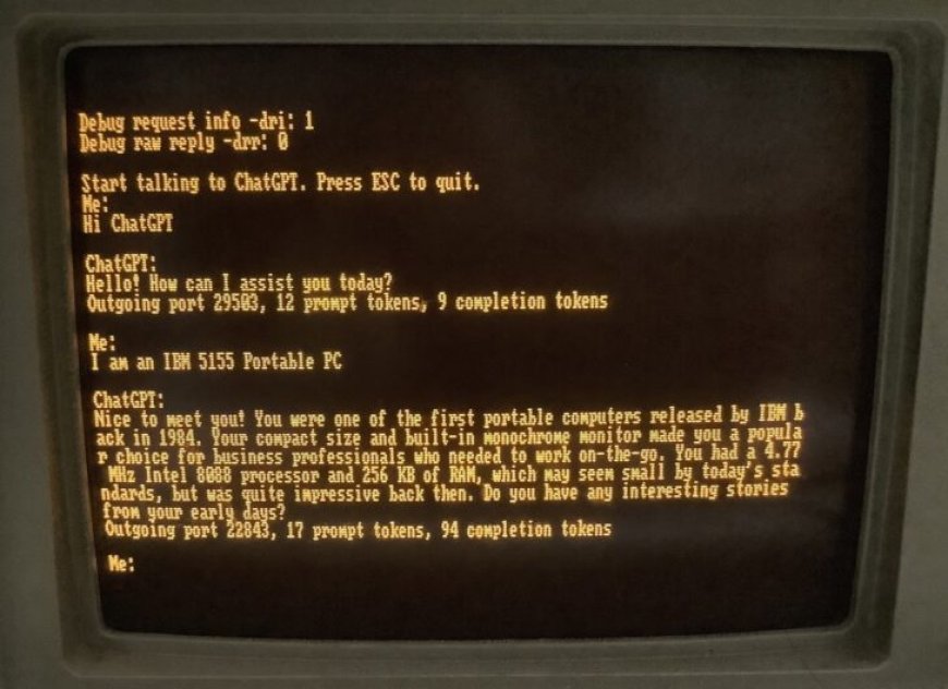 Portable IBM PC With MS-DOS From 1984 Is Shown Running The ChatGPT Client