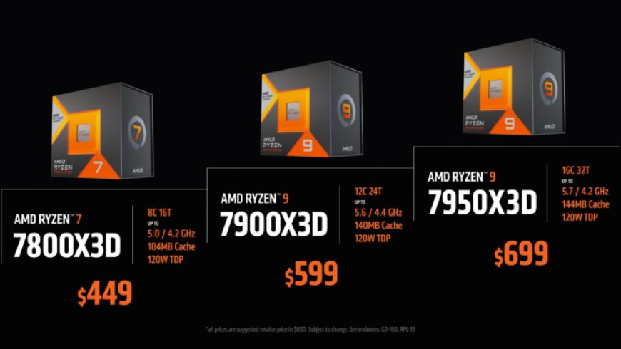 AMD Ryzen 7000 X3D CPU Prices Confirmed: 7950X3D $699, 7900X3D $599, 7800X3D $449 US on 28th February