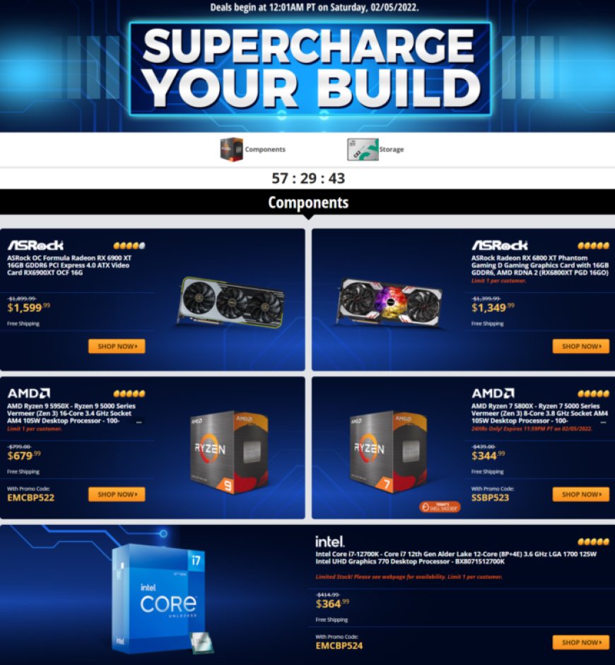 Newegg Shell Shocker Deal: Intel Core i7-12700K For $364 US, AMD Ryzen 7 5800X For $344 US, RX 6900 XT For $1599, RX 6800 XT For $1349